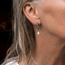 Load image into Gallery viewer, Silver Sculptural Pods & Pearls Earrings