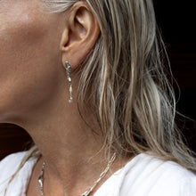 Load image into Gallery viewer, Silver Sculptural Pods & Pearls Earrings