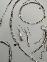 Load image into Gallery viewer, Asymmetric Pod & Pearl Silver Earrings