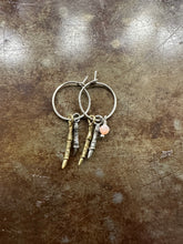 Load image into Gallery viewer, Mixed Metal Two Branch Hoop with Bead