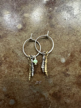 Load image into Gallery viewer, Mixed Metal Two Branch Hoop with Bead