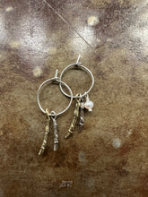 Load image into Gallery viewer, Mixed Metal Two Branch Hoop with Bead