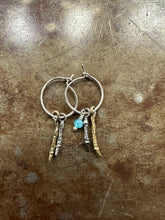 Load image into Gallery viewer, Mixed Metal Two Branch Hoop with Bead