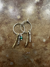 Load image into Gallery viewer, Mixed Metal Two Branch Hoop with Bead