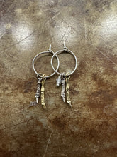 Load image into Gallery viewer, Mixed Metal Two Branch Hoop with Bead