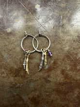 Load image into Gallery viewer, Mixed Metal Two Branch Hoop with Bead