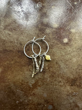 Load image into Gallery viewer, Mixed Metal Two Branch Hoop with Bead