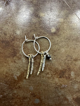 Load image into Gallery viewer, Mixed Metal Two Branch Hoop with Bead