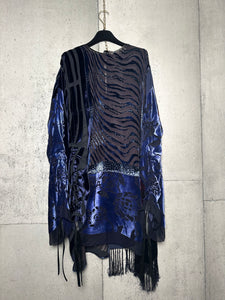 Drawstring Velvet Fringe Dress