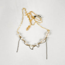 Load image into Gallery viewer, Gold &amp; Silver Threaded Chain Pearl Necklace