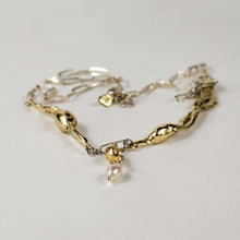 Load image into Gallery viewer, Mixed-Metal Seaweed Feather Pods & Pearl Necklace
