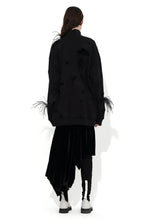Load image into Gallery viewer, Distressed Turtleneck With Feathers - Black