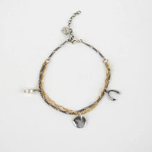 Load image into Gallery viewer, Silver & Gold Tangled-Chain Charm Bracelet