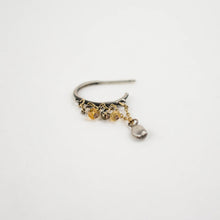 Load image into Gallery viewer, Beaded Silver Seed & Gold Chain Threaded Hoops