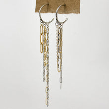 Load image into Gallery viewer, Silver & Gold Mixed-Chain Hoop Earrings