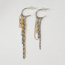 Load image into Gallery viewer, Silver & Gold Mixed-Chain Hoop Earrings