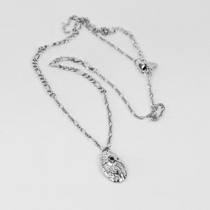 Silver Keyhole Shell Mixed-Chain Necklace