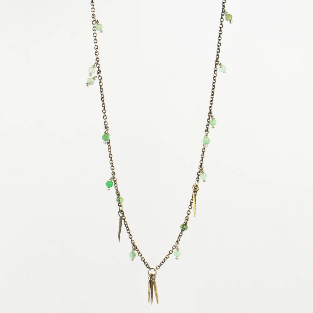 Beaded Snake Spike Silver Necklace