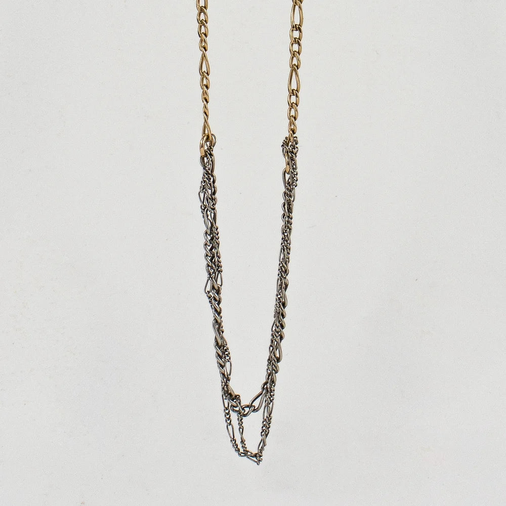 Tangled Silver & Gold Figaro Chain Necklace