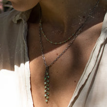 Load image into Gallery viewer, Silver Mixed-Chain & Spikes Beaded Lariat Necklace