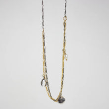 Load image into Gallery viewer, Silver &amp; Gold Tangled Chain Charm Necklace