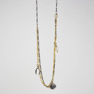 Silver & Gold Tangled Chain Charm Necklace