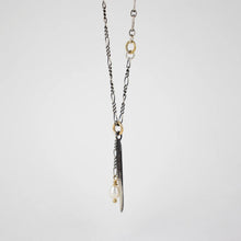 Load image into Gallery viewer, Silver Spike &amp; Pearl Mixed-Chain Necklace
