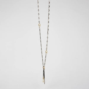 Silver Spike & Pearl Mixed-Chain Necklace