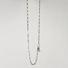 Load image into Gallery viewer, Silver Mixed-Chain Pearl & Rock Necklace
