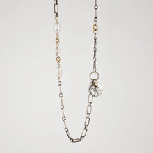 Load image into Gallery viewer, Silver Mixed-Chain Pearl & Rock Necklace