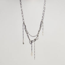 Load image into Gallery viewer, Seed &amp; Pearls Paperclip Chain Silver Necklace