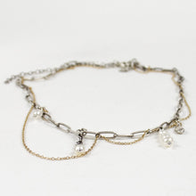 Load image into Gallery viewer, Gold & Silver Tangled Chain Pearl Charm Necklace
