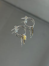 Load image into Gallery viewer, Mixed Metal Two Branch Hoop with Bead