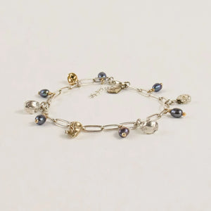 Mixed-Metal Seaweed Pods & Pearls Bracelet