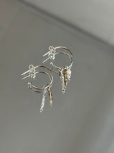 Load image into Gallery viewer, Mixed Metal Two Branch Hoop with Bead