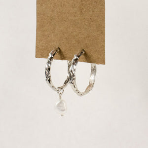 Medium Melted Hoop Earrings With Pearl