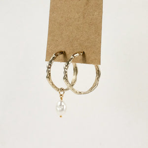 Medium Melted Hoop Earrings With Pearl