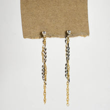 Load image into Gallery viewer, Threaded Silver &amp; Gold Mixed-Chain Earrings