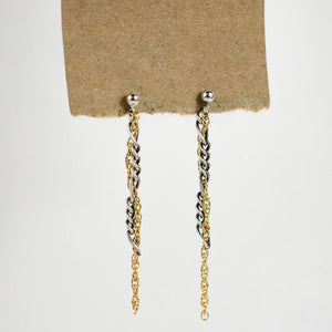 Threaded Silver & Gold Mixed-Chain Earrings