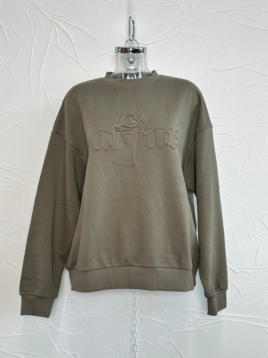 Aftur Stitched Logo Boyfriend Crewneck