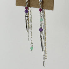 Load image into Gallery viewer, Silver Double-Chain Bead and Spike Earrings