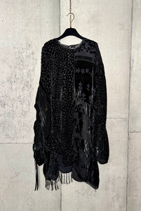 Drawstring Velvet Fringe Dress