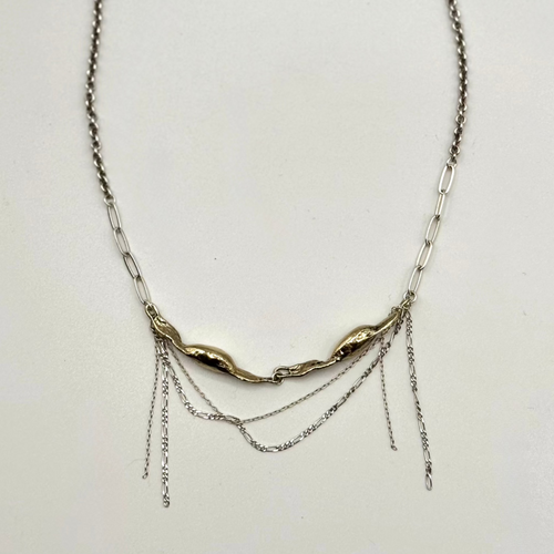 Brass Pod Tangled Chain Necklace