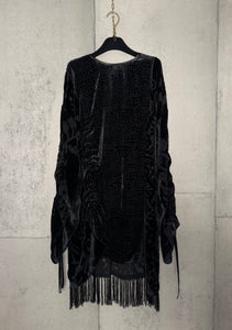 Drawstring Velvet Fringe Dress