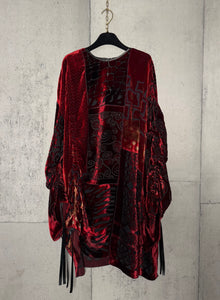 Drawstring Velvet Fringe Dress