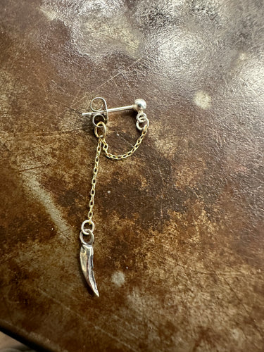 Silver Claw & Gold Chain Dangle Earrings