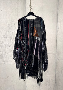 Drawstring Velvet Fringe Dress