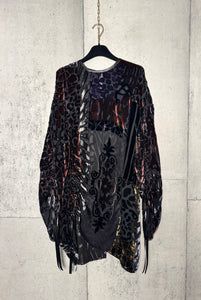 Drawstring Velvet Fringe Dress