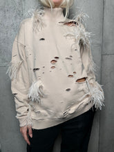 Load image into Gallery viewer, Distressed Turtleneck With Feathers