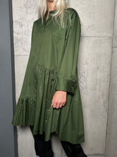 Load image into Gallery viewer, Asymmetric Frill Shirt Dress